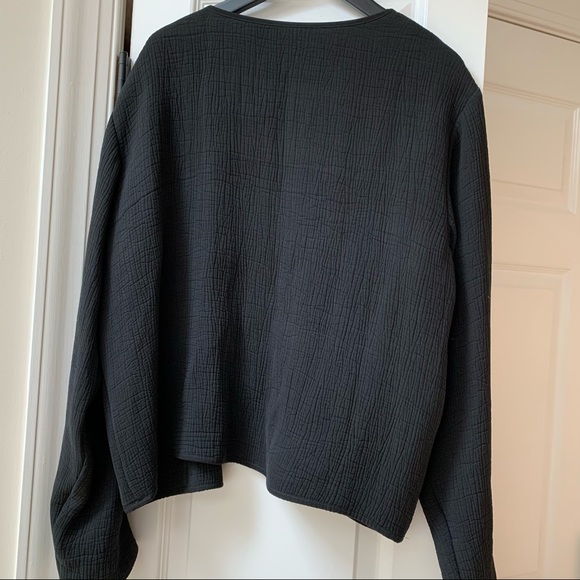 Eileen Fisher silk blend textured black jacket l - Picture 8 of 10